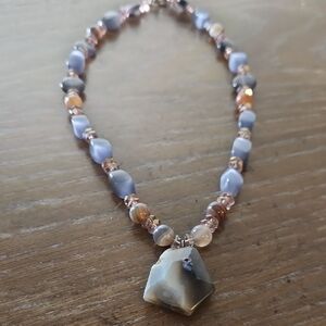 Tiger Eye and Agate Beaded Necklace Crafted by Butterfly Rising Designs